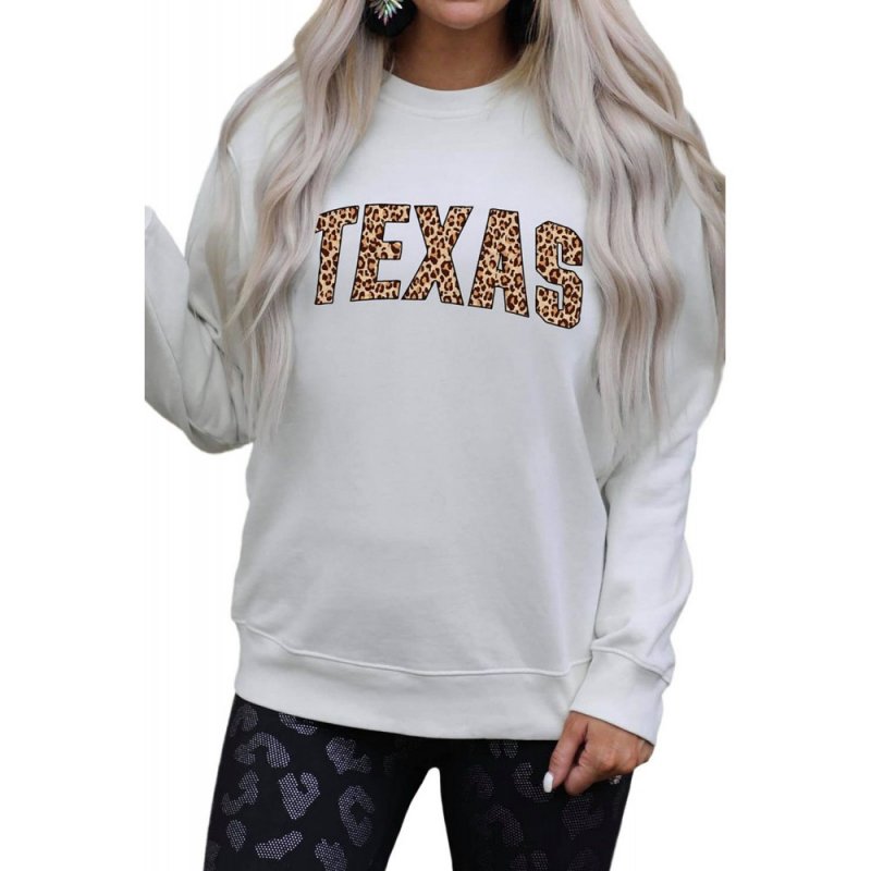 Leopard Texas Print Drop Shoulder Pullover Sweatshirt