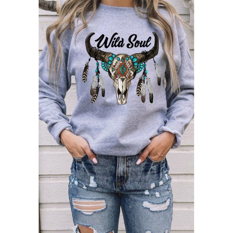 Wild Soul Western Graphic Print Drop Shoulder Pullover Sweatshirt