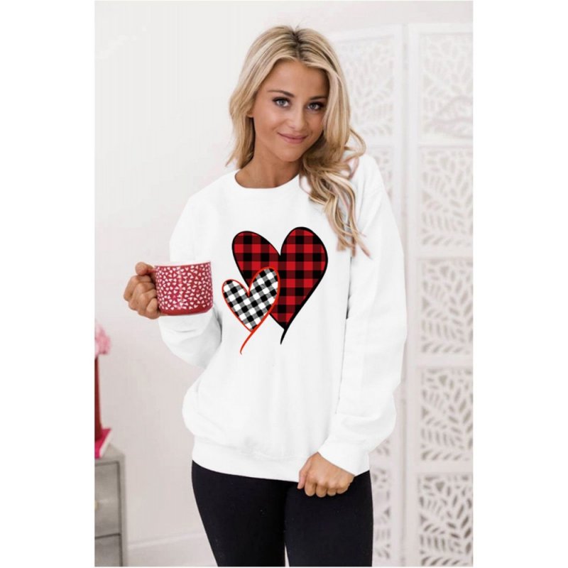 White Plaid Valentine's Heart Pattern Sweatshirt