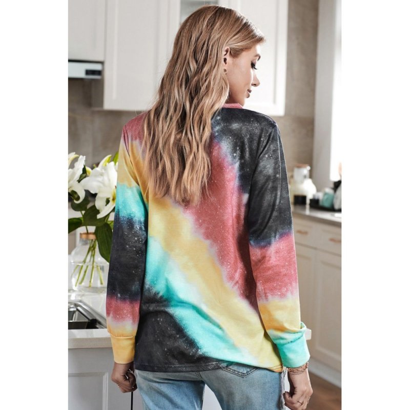 Red Letter Tie-dyed Print Long Sleeve Sweatshirt