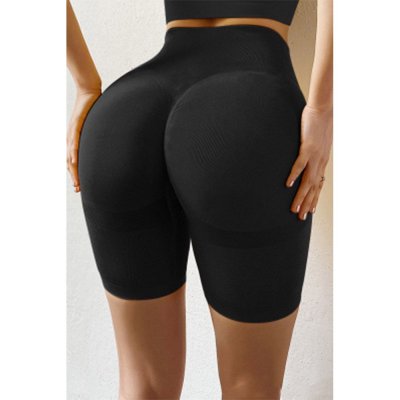 Black Slim Fit Hip Push Up High Waist Yoga Sport Shorts