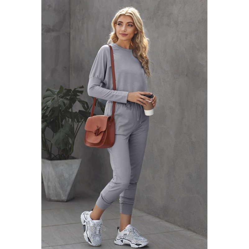 Gray Star Print Two-Piece Set Sports Wear